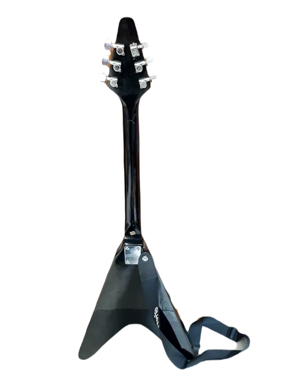 GITARA ELEKTRYCZNA JACKY JACKSON FLYING V 2000S BLACK ZESTAW REPLIKA