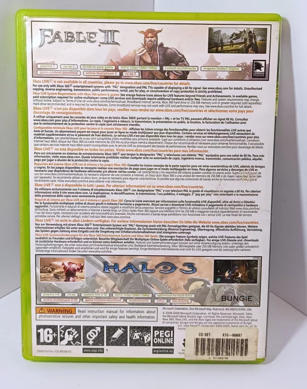 GRY FABLE 2 + HALO 3 XBOX 360