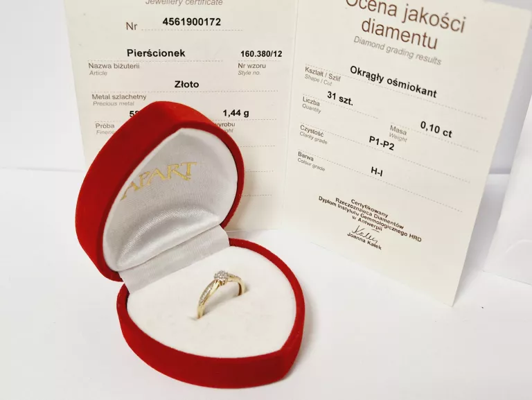 PIERŚCIONEK APART CERTYFIKAT 1,44G 10CT