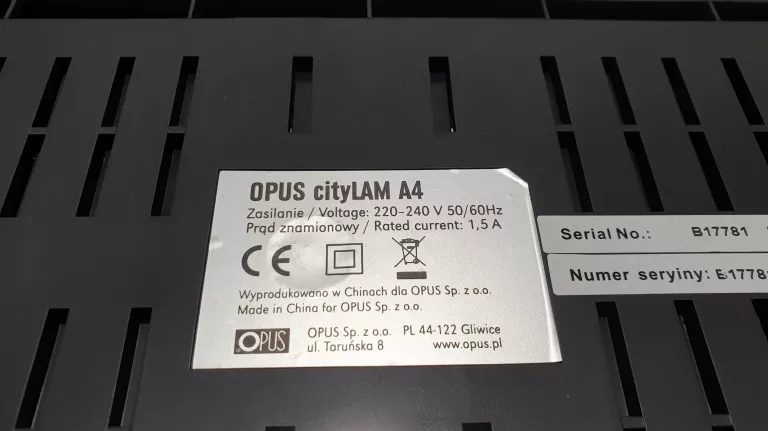 LAMINATOR LAMINARKA DOKUMENTÓW OPUS CITYLAM A4 NA ZIMNO I NA GORĄCO