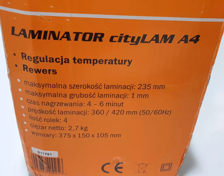 LAMINATOR LAMINARKA DOKUMENTÓW OPUS CITYLAM A4 NA ZIMNO I NA GORĄCO