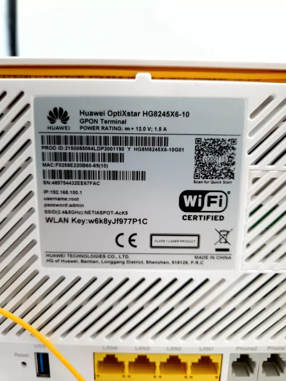ROUTER HUAWEI OPTIXSTAR HG8245X6-10 KOMPLET