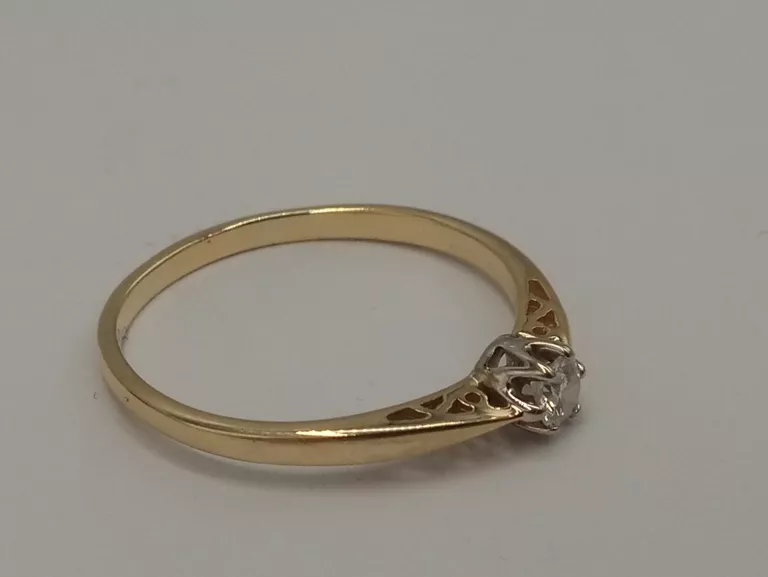 ZŁOTY PIERŚCIONEK Z BRYLANTEM JUBITOM 0,09CT SI1 585 1,27G R12 CERTYFIKAT