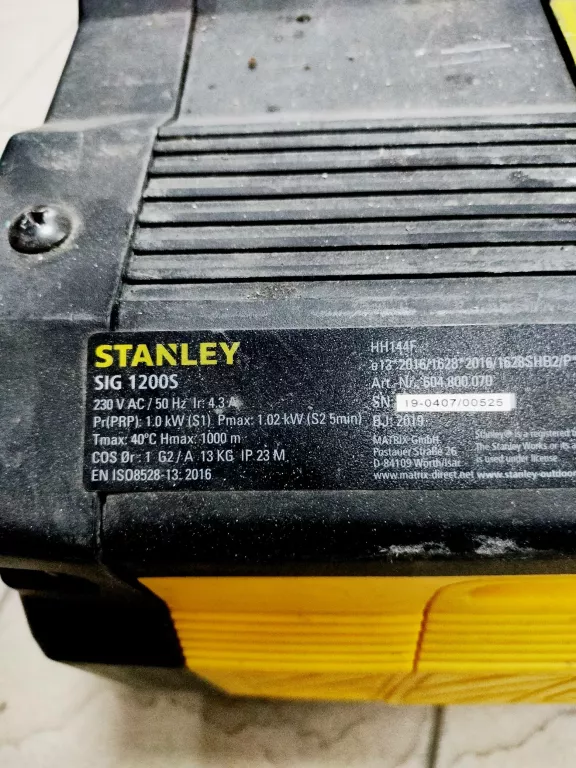 STANLEY SIG 1200S GENERATOR PRĄDOTWÓRCZY