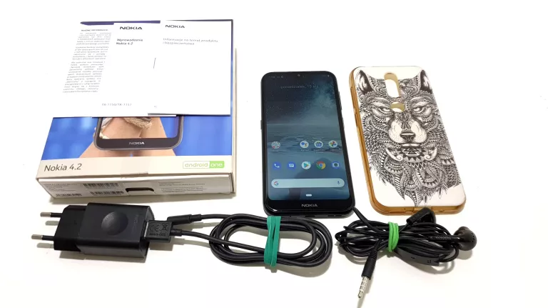 TELEFON SMARTFON NOKIA 4.2 (TA-1157) +ŁADOWARKA, SŁUCHAWKI, ETUI, PUDEŁKO