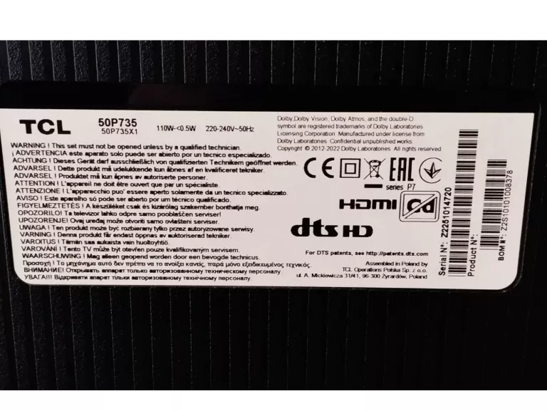TELEWIZOR TCL 50P735 50" LED 4K GOOGLE TV