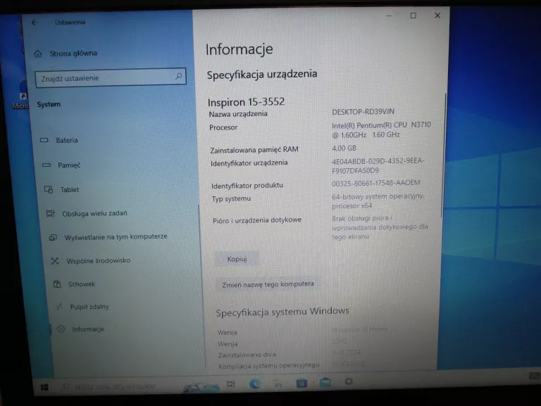 LAPTOP DELL INSPIRON 15 15-3552 4GB/500 GB
