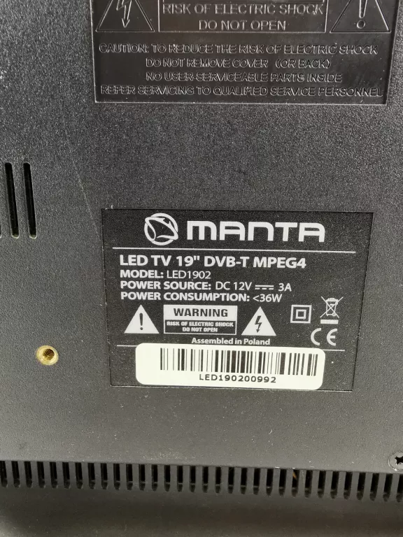 TV MANTA 19" LED1902 LED TV 19 CALI