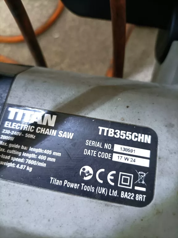 PIŁA ŁAŃCUCHOWA ELEKTRYCZNA TITAN TTB355CHN 2200W