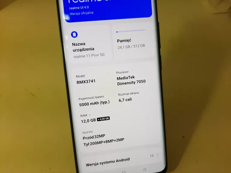REALME 11 PRO+ 5G 12/512 GB KOMPLET / GWAR.