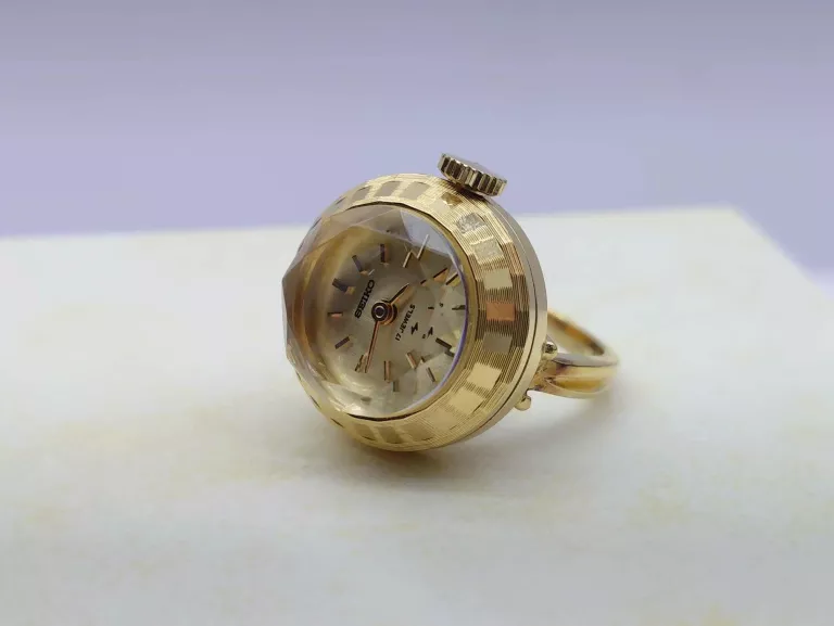 ZEGAREK W PIERŚCIONKU SEIKO 11-0290 POZŁACANY 14K