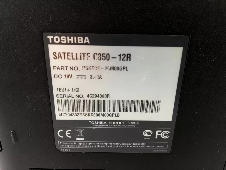 LAPTOP TOSHIBA SATELLITE C850-12R 4GB RAM INTEL PENTIUM #BATERIA