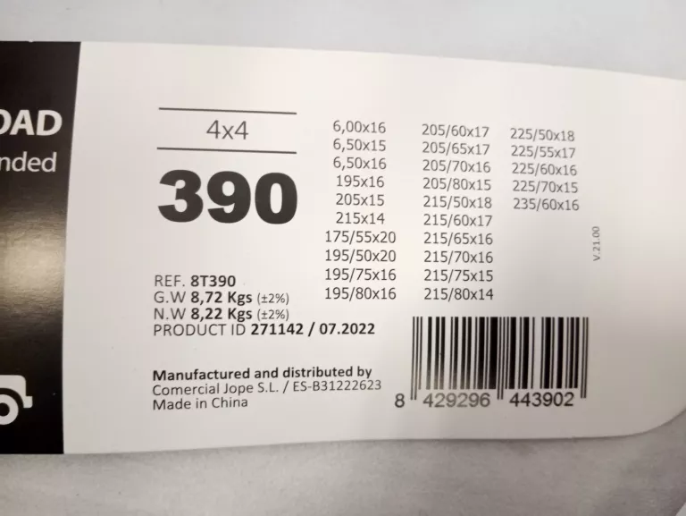 ŁAŃCUCHY ŚNIEGOWE JOPE 4X4/390, 2 SZTUKI