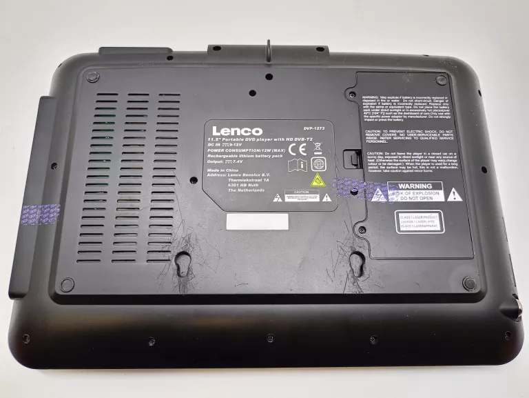 PRZENOŚNY ODTWARZACZ DVD LENCO DVP-1273 + ZASILACZ