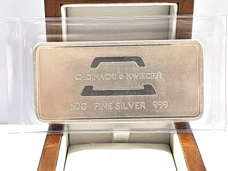SREBRO SZTABKA 50G 999 CHOJNACKI & KWIECIEŃ FINE SILVER