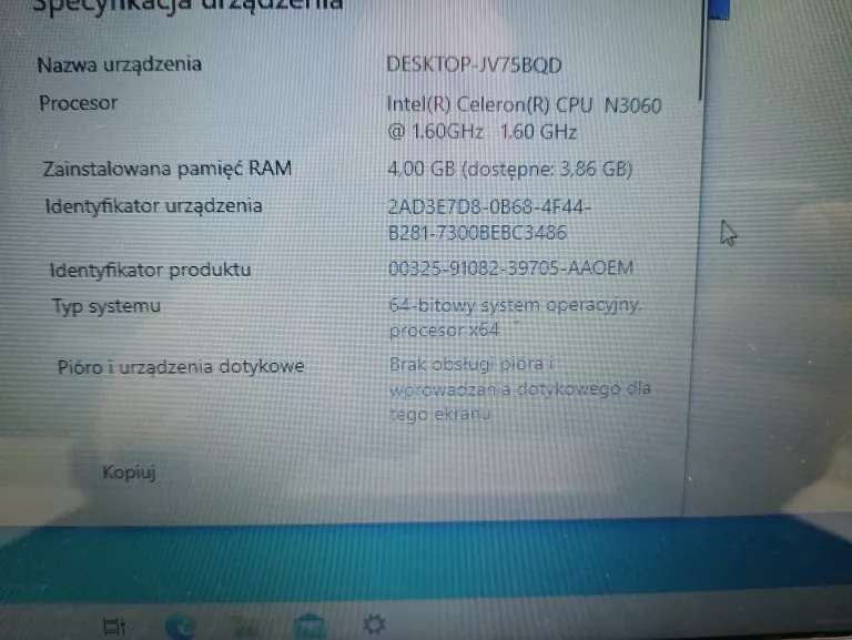 LAPTOP LENOVO 100S CELERON 4GB RAM DYSK 32GB