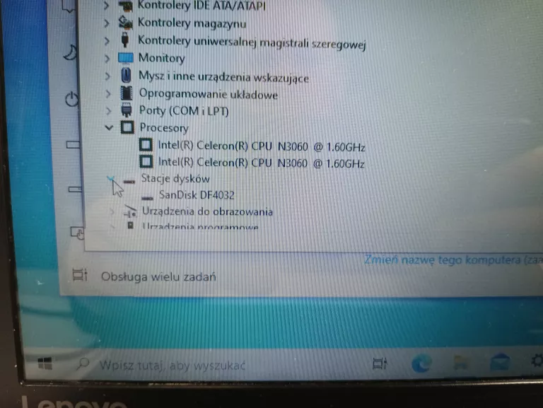 LAPTOP LENOVO 100S CELERON 4GB RAM DYSK 32GB