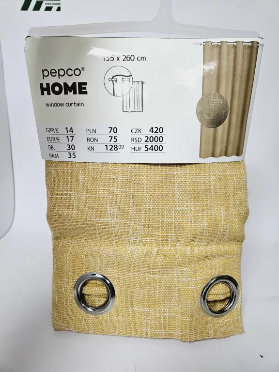 ZASŁONA PEPCO HOME ŻÓŁTA 135 X 260 CM