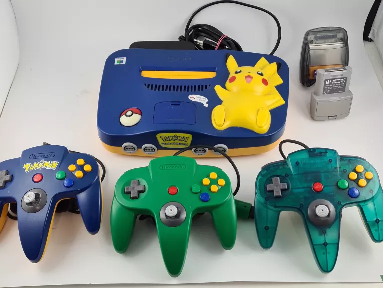 KONSOLA NINTENDO 64 PIKACHU EDITION, 3X PAD, OKABLOWANIE
