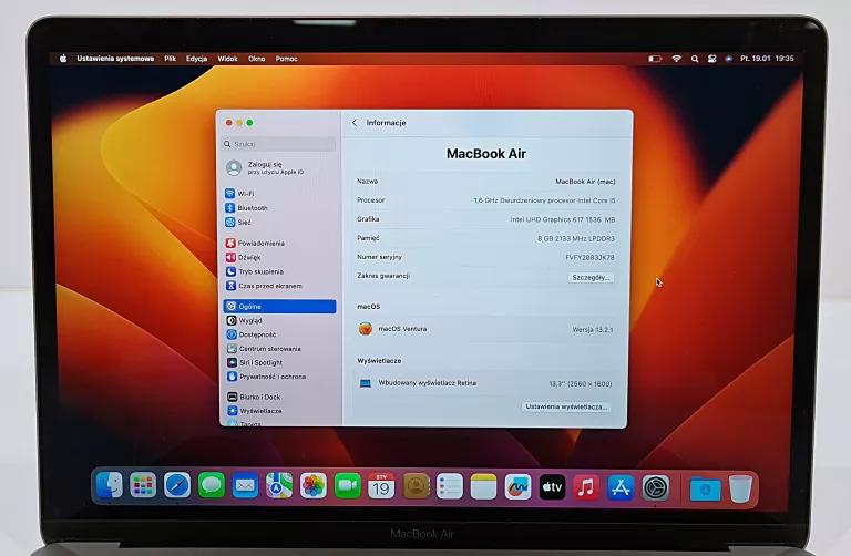 LAPTOP MACBOOK AIR 13,3'' A1932 8GB 256GB