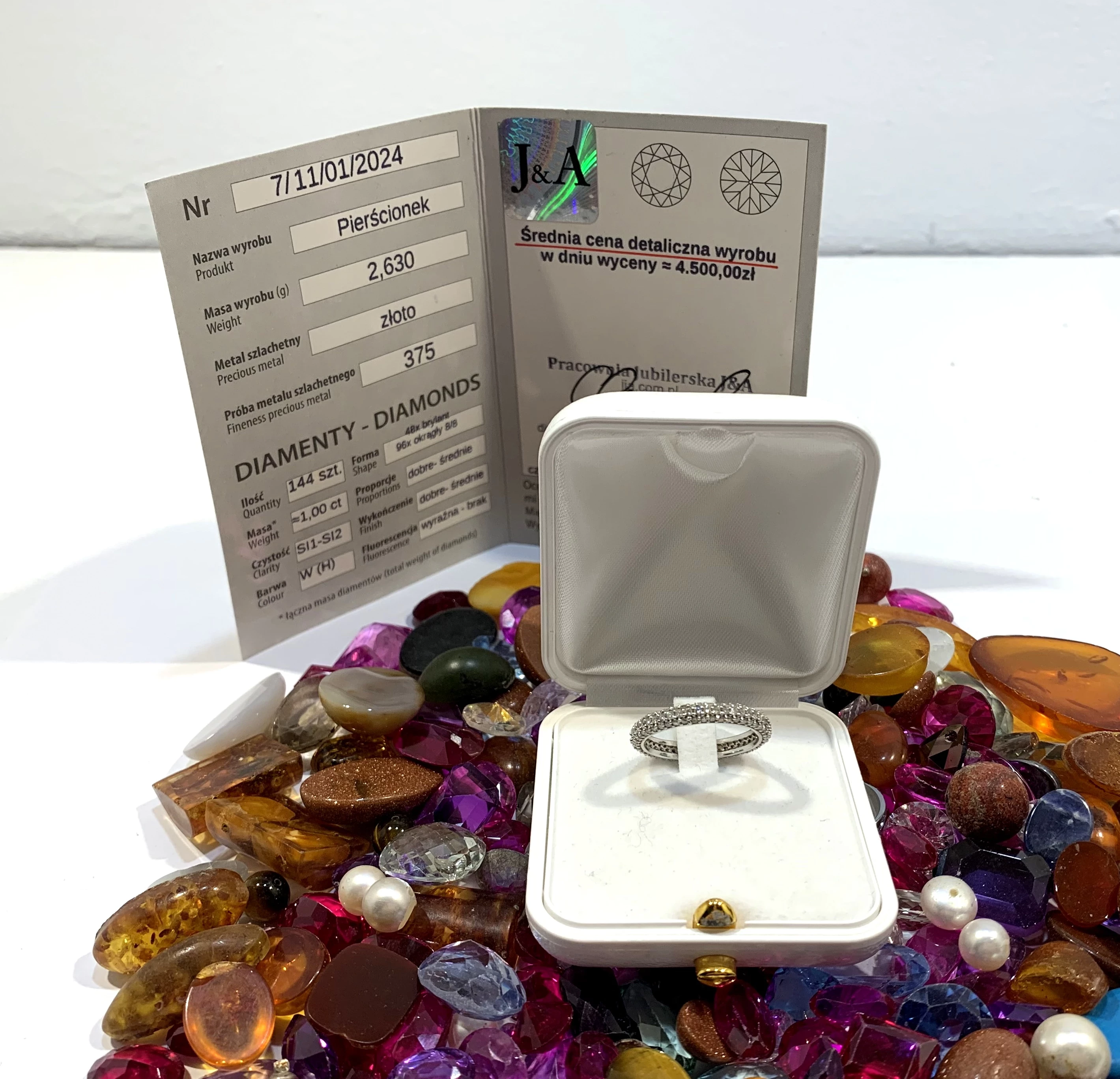 zloty-pierscionek-diamenty-1ct-144-kamienie-bialy-rodzaj-2205-2