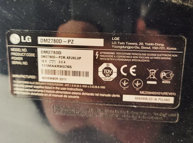 TV MONITOR LG DM2780D-PZ + ZASILACZ