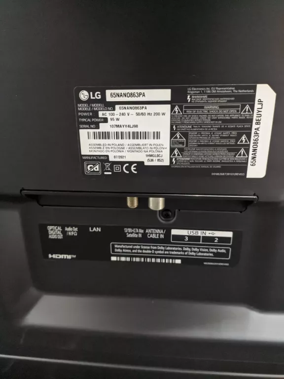 TELEWIZOR LED LG NANOCELL 65NANO866PA 65" 4K UHD