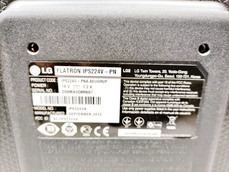 MONITOR LG FLATRON IPS224V-PN