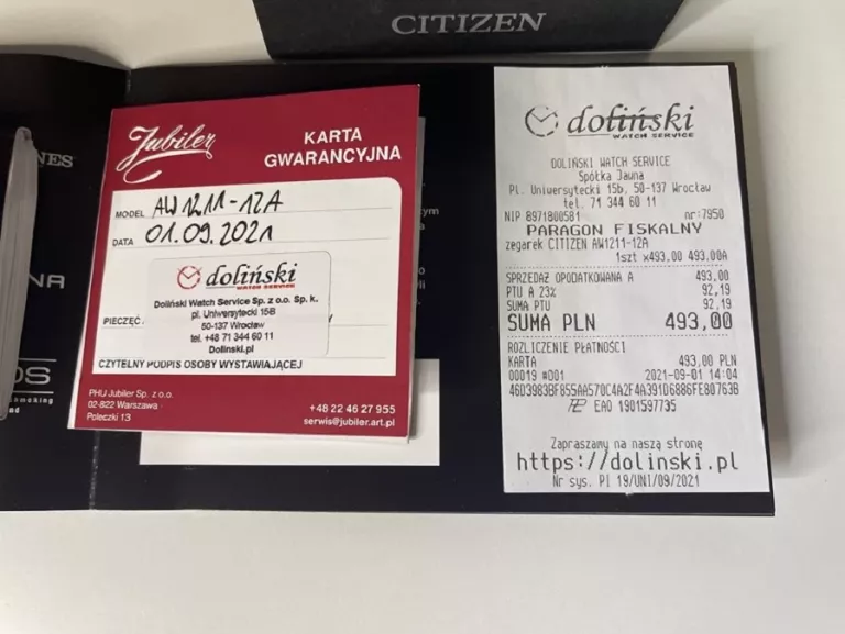 ZEGAREK CITIZEN ECO-DRIVE J810 + PUDEŁKO, CERTYFIKAT