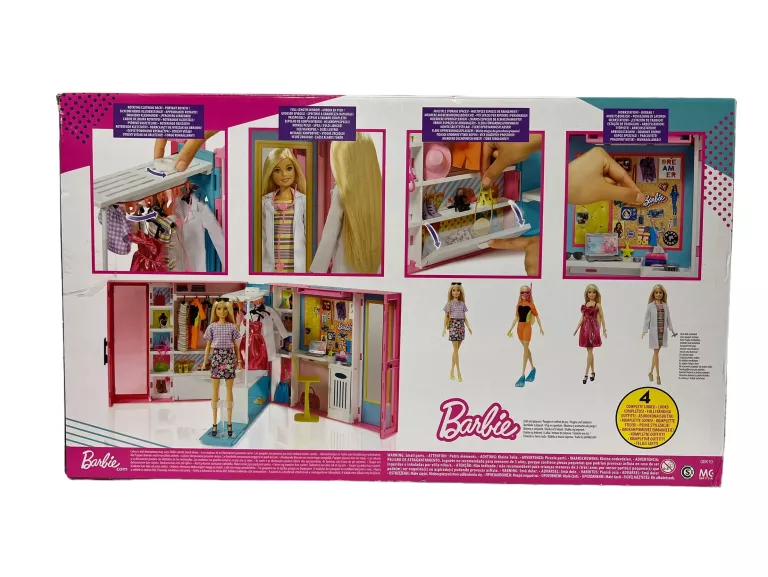 BARBIE FASHIONISTAS WYMARZONA SZAFA NA UBRANKA LALKA + AKCESORIA GBK10