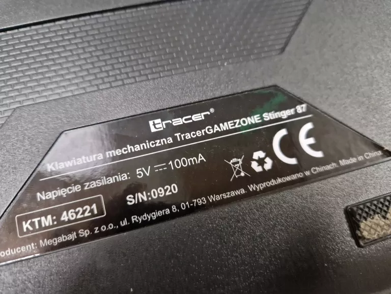 KLAWIATURA GAMINGOWA TRACER STINGER 87