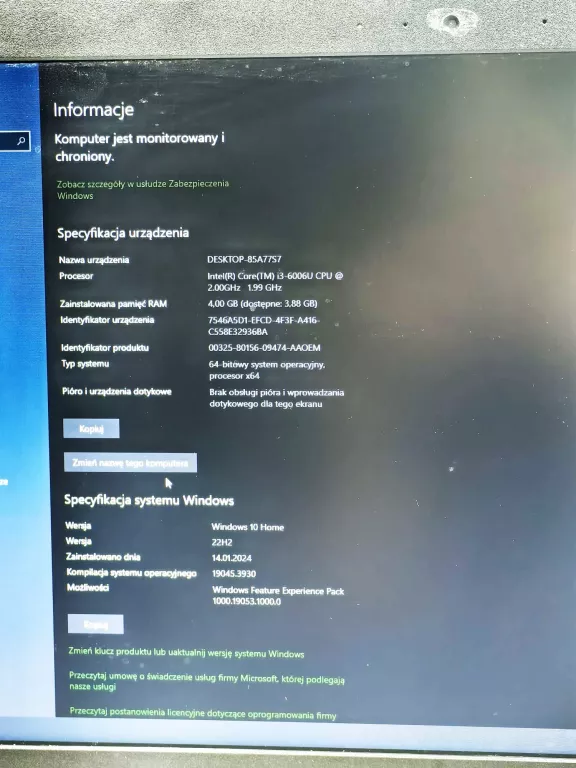 LAPTOP ASUS R540 VIVOBOOK 4GB RAM 1TB DYSK I3-6006U