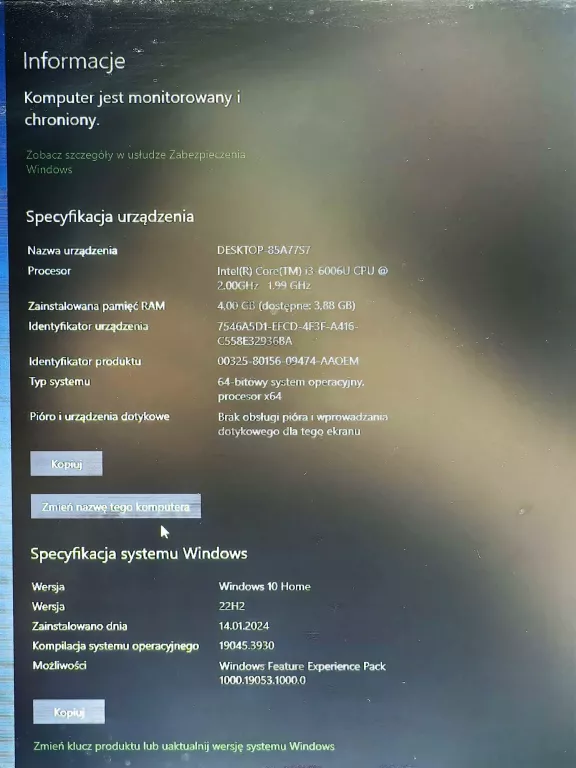 LAPTOP ASUS R540 VIVOBOOK 4GB RAM 1TB DYSK I3-6006U
