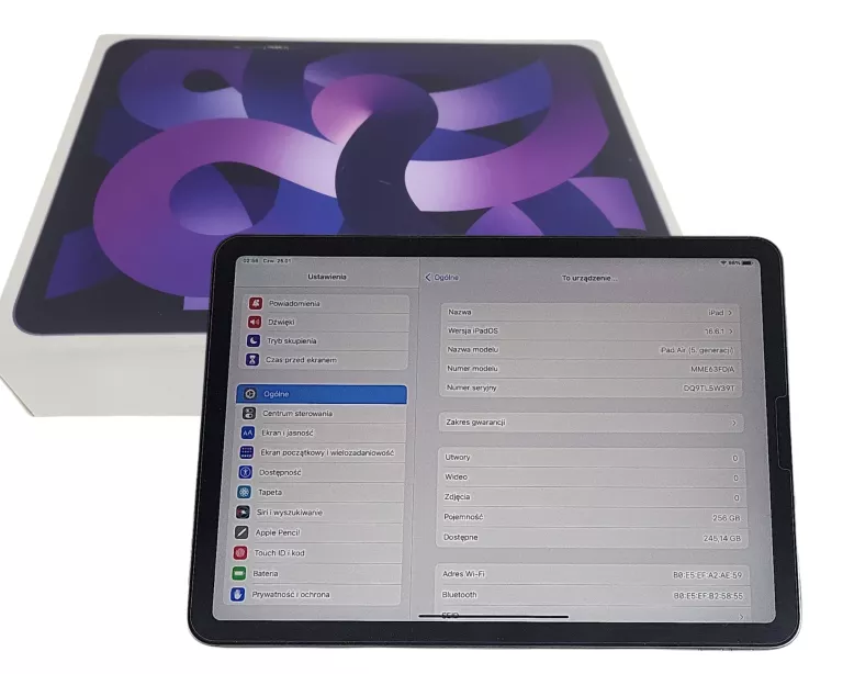 TABLET APPLE IPAD MME63FD-A AIR 5 GEN 256GB WI-FI PURPLE FAKTURA