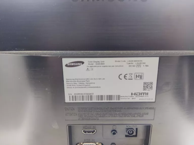 MONITOR SAMSUNG S22E390HS   22 CALE FULL HD HDMI VGA