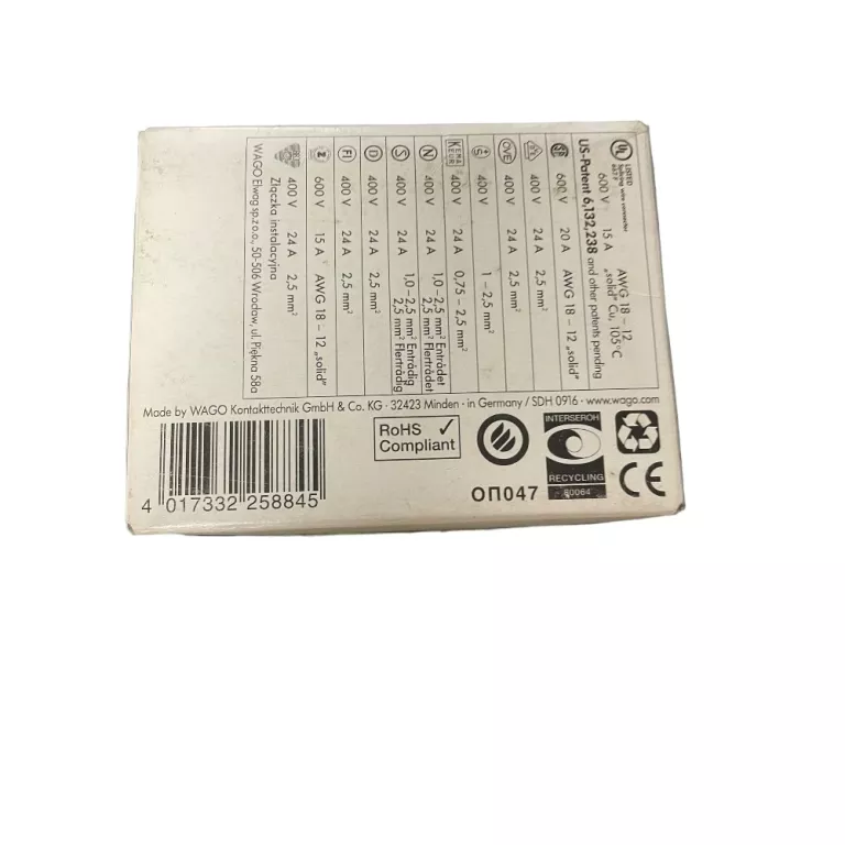 SZYBKOZŁĄCZKA WAGO 3X1,0 /1,5 /2,5 273-253 100SZT
