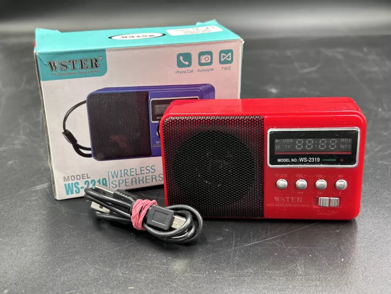 RADIO WSTER WS-2319 CZERWONY Z KABLEM, PUDEŁKO