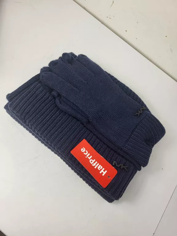 ZESTAW MICHAEL KORS CZAPKA+SZALIK+REKAWICZKI GRANATOWY