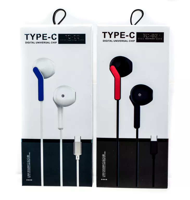 SŁUCHAWKI TYP C TC-02 BIAŁE I CZARNE