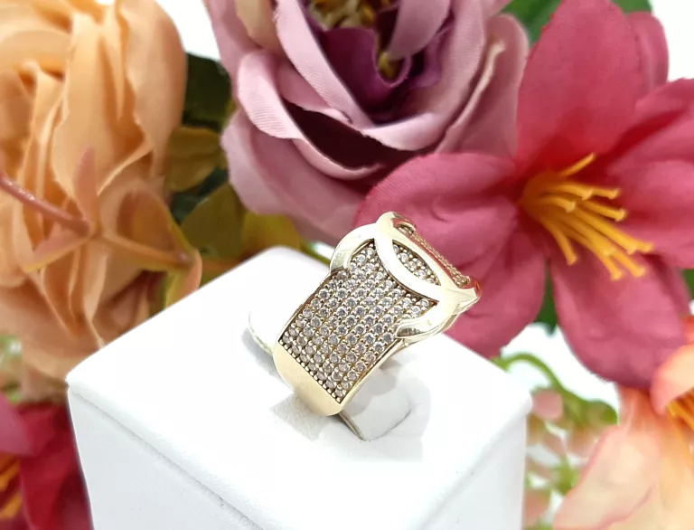 ZŁOTY PIERŚCIONEK CHANEL Z CYRKONIAMI PR 585 4,32G