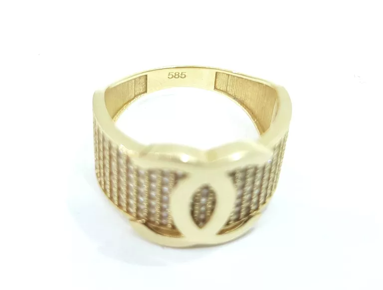 ZŁOTY PIERŚCIONEK CHANEL Z CYRKONIAMI PR 585 4,32G