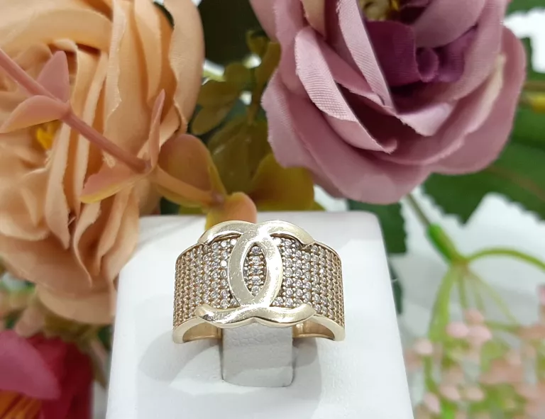 ZŁOTY PIERŚCIONEK CHANEL Z CYRKONIAMI PR 585 4,32G