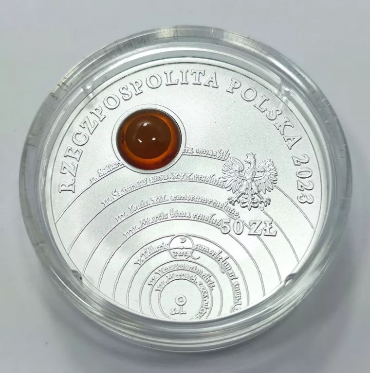 SREBRNA MONETA 50ZŁ MIKOŁAJ KOPERNIK 2023R BURSZTYN
