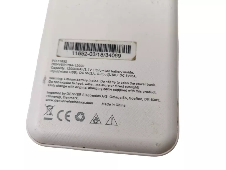 POWERBANK DENVER PBA-12000 12000MAH