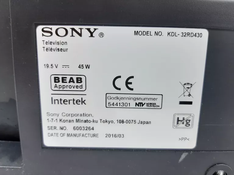 TELEWIZOR SONY KDL-32RD430