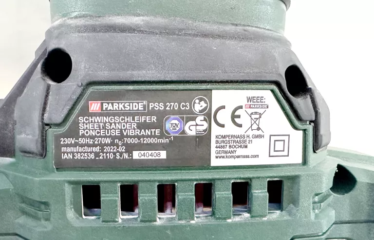 SZLIFIERKA OSCYLACYJNA PARKSIDE PSS 270 C3 (270 W)
