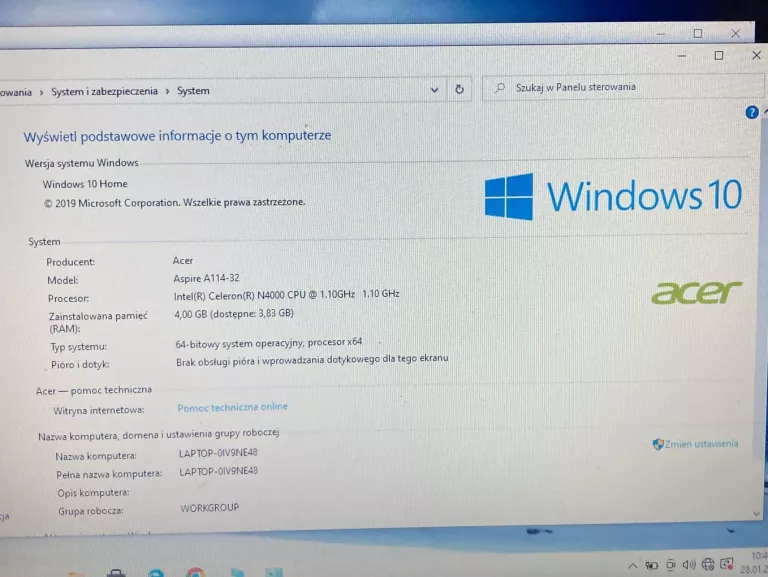 LAPTOP ACER ASPIRE 1 N17Q4 CELERON 4GB DDR4/64GB WIN10