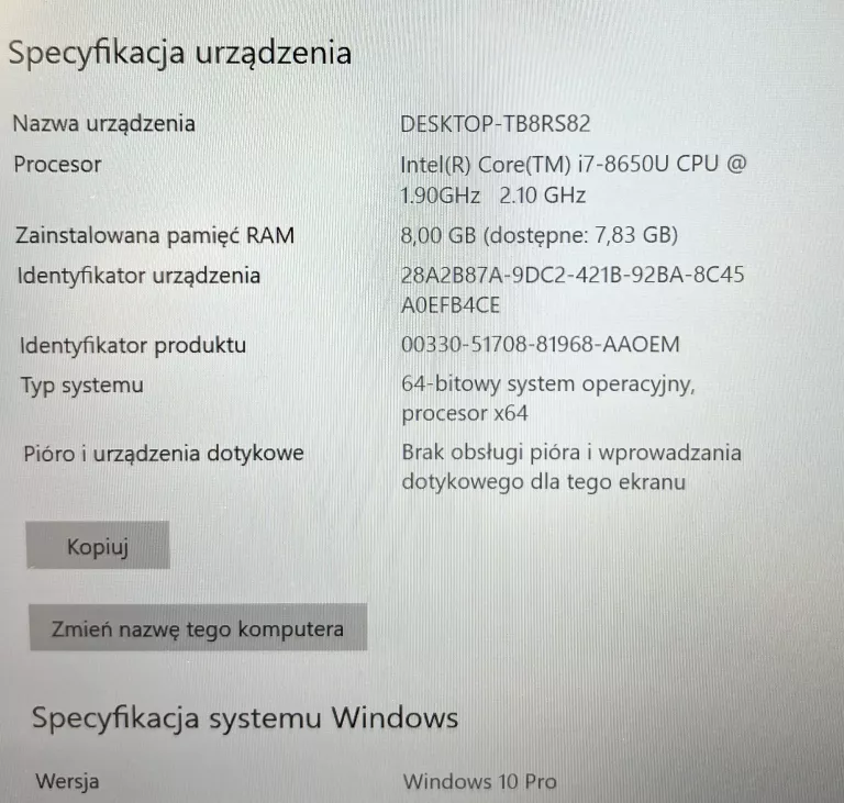 LAPTOP FUJITSU LIFEBOOK S938 I7-8650U / 8 GB / 512 GB SSD