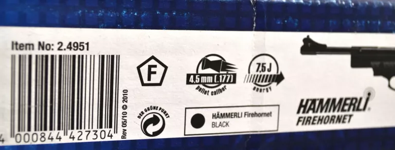 WIATRÓWKA PISTOLET HAMMERLI FIREHORNET 4,5 + PUDEŁKO