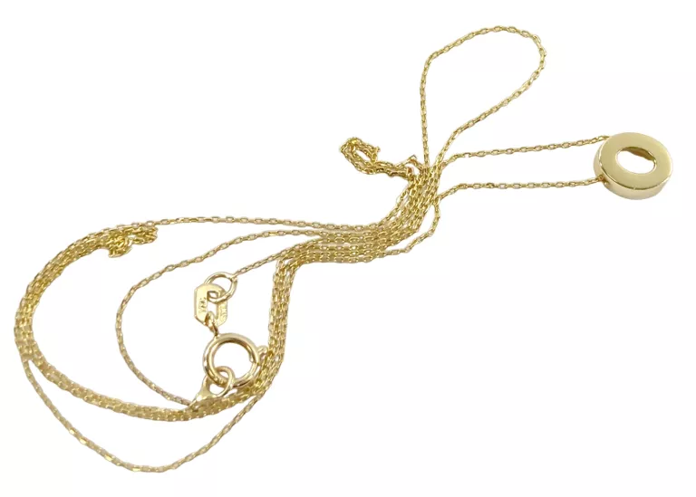 ŚLICZNY ZŁOTY ŁAŃCUSZEK Z WISIORKIEM 14K P.585 1,0G 45 CM
